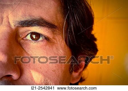 Close up of man face. Nose, eye, an ear. View Large Photo Image Stock Image - Close up of man face. Nose, eye, an ear.. Fotosearch