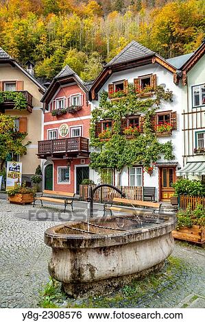 Colorful houses, Hallstatt, Austria. View Large Photo Image Stock Photograph - Colorful houses, Hallstatt, Austria.. Fotosearch