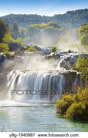 Stock Photo - Croatia - Krka National Park, waterfall on the Krka River, Croatia.. Fotosearch