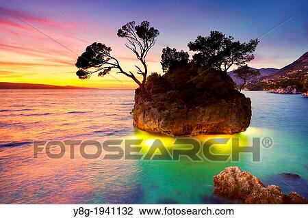 Croatia - Makarska Riviera Coast, landscape at sunset time, Dalmatia, Croatia. View Large Photo Image Stock Image - Croatia - Makarska Riviera Coast, landscape at sunset time, Dalmatia, Croatia.. Fotosearch
