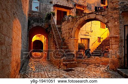 Croatia - Trogir Old Town by night, Dalmatia, Croatia, UNESCO. View Large Photo Image Stock Image - Croatia - Trogir Old Town by night, Dalmatia, Croatia, UNESCO.. Fotosearch