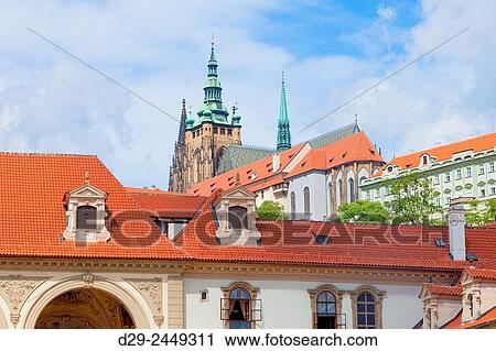 Czech Republic, Prague _ View of St. Vitus Cathedral from Wallenstein Garden. View Large Photo Image Stock Image - Czech Republic, Prague _ View of St. Vitus Cathedral from Wallenstein Garden.. Fotosearch