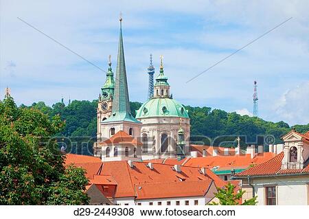 Czech Repunlic, Prague - Spires of Lesser Quarter and St. Nicholas Church. View Large Photo Image Stock Photo - Czech Repunlic, Prague - Spires of Lesser Quarter and St. Nicholas Church.. Fotosearch