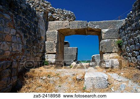 Stock Photo - Doorway at the amphitheater at Miletos. Anatolia, Turkey.. Fotosearch