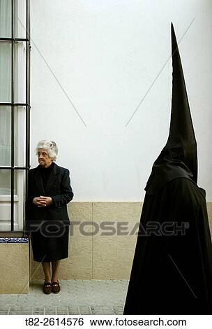 Stock Photograph - Easter in Spain, Procession of Our Lady of Bitterness, Marchena, Sevilla, Andalucia, Spain, Europe. Fotosearch