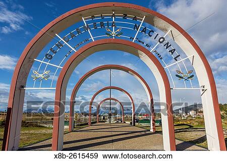 Entrance arches to the National Military memorial to the Malvinas conflict in Ushuaia, Argentina. View Large Photo Image Stock Photo - Entrance arches to the National Military memorial to the Malvinas conflict in Ushuaia, Argentina.. Fotosearch