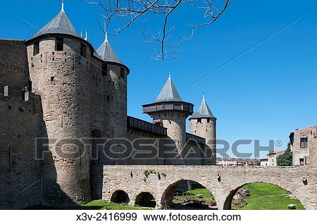Stock Photo - Europe, France, Carcassonne - entrance to Chateau.. Fotosearch