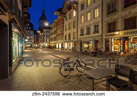 Evening in Aarau, canton Aargau, Switzerland. View Large Photo Image Stock Photo - Evening in Aarau, canton Aargau, Switzerland.. Fotosearch