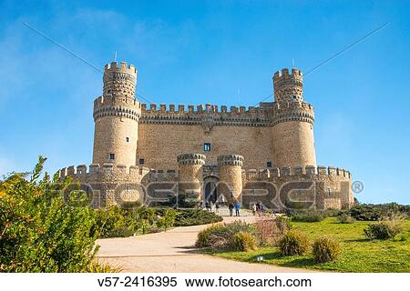 Facade of the castle. Manzanares El Real, Madrid province, Spain. View Large Photo Image Stock Photography - Facade of the castle. Manzanares El Real, Madrid province, Spain.. Fotosearch