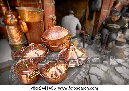 Fez, Medina. Metalworkers workshops in the Place el Seffarine. Morocco. View Large Photo Image Stock Photography - Fez, Medina. Metalworkers workshops in the Place el Seffarine. Morocco.. Fotosearch