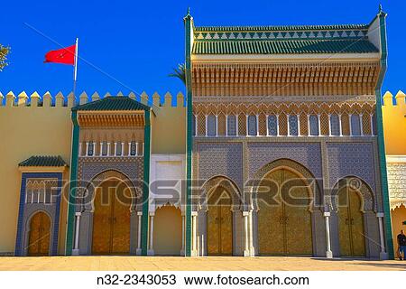Fez, Royal Palace, Dar al Makhzen, Fez el Jedid, Fes, Morocco, Maghreb, North Africa. View Large Photo Image Stock Image - Fez, Royal Palace, Dar al Makhzen, Fez el Jedid, Fes, Morocco, Maghreb, North Africa.. Fotosearch