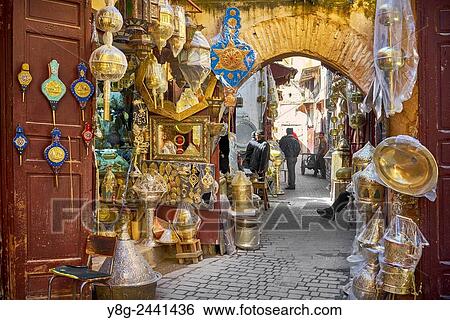 Fez, Souk in Medina, El Bali district. Morocco. View Large Photo Image Stock Photograph - Fez, Souk in Medina, El Bali district. Morocco.. Fotosearch
