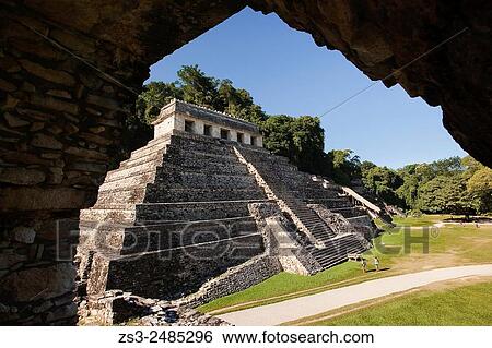 Framed view to the Temple of Inscriptions at the Palenque Archaeological Site, Palenque, Chiapas State, Mexico, North America. View Large Photo Image Stock Photograph - Framed view to the Temple of Inscriptions at the Palenque Archaeological Site, Palenque, Chiapas State, Mexico, North America.. Fotosearch
