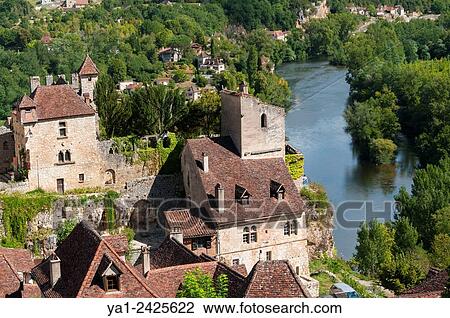 France, Quercy, Lot 46, Saint-Cirq-Lapopie village and Lot river View Large Photo Image Stock Image - France, Quercy, Lot 46, Saint-Cirq-Lapopie village and Lot river. Fotosearch
