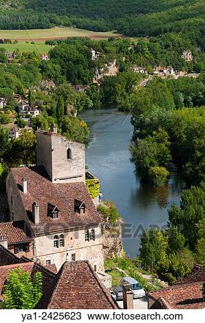 France, Quercy, Lot 46, Saint-Cirq-Lapopie village and Lot river View Large Photo Image Stock Image - France, Quercy, Lot 46, Saint-Cirq-Lapopie village and Lot river. Fotosearch