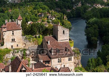 France, Quercy, Lot 46, Saint-Cirq-Lapopie village and Lot river View Large Photo Image Stock Image - France, Quercy, Lot 46, Saint-Cirq-Lapopie village and Lot river. Fotosearch
