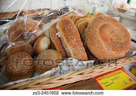 Fresh breads on the tray in the bakery, Rethymno town, Crete, Greek Islands, Greece, Europe. View Large Photo Image Stock Image - Fresh breads on the tray in the bakery, Rethymno town, Crete, Greek Islands, Greece, Europe.. Fotosearch