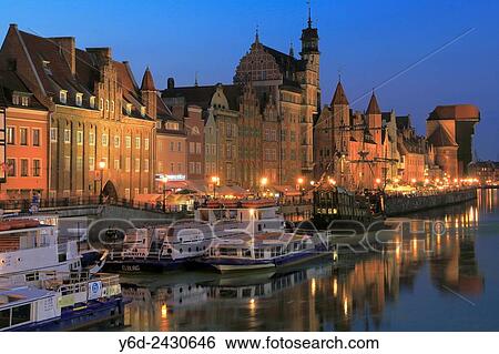 Stock Photograph - Gdansk at Dusk, Poland.. Fotosearch