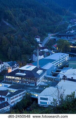 Germany, Baden-Wurttemburg, Black Forest, Hornberg, Duravit Design Center buildings, dusk. View Large Photo Image Stock Photo - Germany, Baden-Wurttemburg, Black Forest, Hornberg, Duravit Design Center buildings, dusk.. Fotosearch