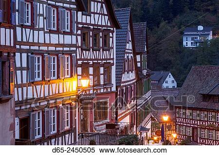 Germany, Baden-Wurttemburg, Black Forest, Schiltach, traditional building details, dawn. View Large Photo Image Stock Photography - Germany, Baden-Wurttemburg, Black Forest, Schiltach, traditional building details, dawn.. Fotosearch