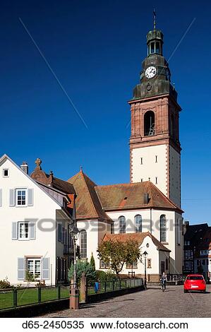 Stock Photography - Germany, Baden-Wurttemburg, Black Forest, Haslach im Kinzigtal, St. Arbogastkirche church.. Fotosearch