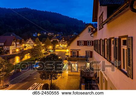 Germany, Baden-Wurttemburg, Black Forest, Schiltach, traditional building details, dawn. View Large Photo Image Stock Photography - Germany, Baden-Wurttemburg, Black Forest, Schiltach, traditional building details, dawn.. Fotosearch