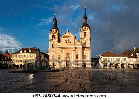 Germany, Baden-Wurttemburg, Ludwigsburg, Marktplatz, Statdtkirche church, dawn. View Large Photo Image Picture - Germany, Baden-Wurttemburg, Ludwigsburg, Marktplatz, Statdtkirche church, dawn.. Fotosearch