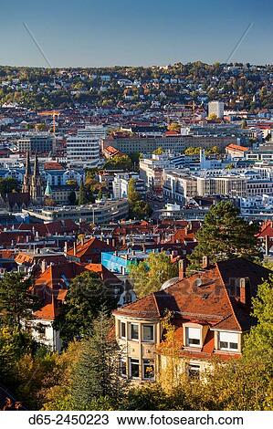 Germany, Baden-Wurttemburg, Stuttgart, elevated city view from Route 27, late afternoon, fall. View Large Photo Image Stock Image - Germany, Baden-Wurttemburg, Stuttgart, elevated city view from Route 27, late afternoon, fall.. Fotosearch