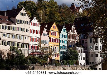 Germany, Baden-Wurttemburg, Tubingen, old town buildings along the Neckar River. View Large Photo Image Stock Image - Germany, Baden-Wurttemburg, Tubingen, old town buildings along the Neckar River.. Fotosearch