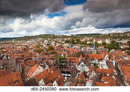 Germany, Baden-Wurttemburg, Tubingen, elevated town view. View Large Photo Image Stock Image - Germany, Baden-Wurttemburg, Tubingen, elevated town view.. Fotosearch