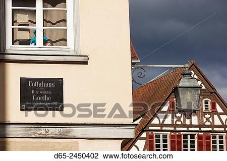 Germany, Baden-Wurttemburg, Tubingen, Cottahaus, Tubingen residence of the writer Johann Wolfgagn von Goethe. View Large Photo Image Stock Image - Germany, Baden-Wurttemburg, Tubingen, Cottahaus, Tubingen residence of the writer Johann Wolfgagn von Goethe.. Fotosearch