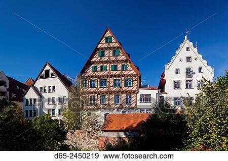 Germany, Baden-Wurttemburg, Ulm, buildings along the city wall and Danube River. View Large Photo Image Stock Photo - Germany, Baden-Wurttemburg, Ulm, buildings along the city wall and Danube River.. Fotosearch