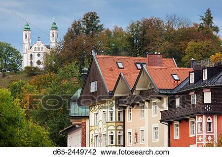 Germany, Bavaria, Bad Tolz, town view towards Kalvarienberg hill. View Large Photo Image Stock Image - Germany, Bavaria, Bad Tolz, town view towards Kalvarienberg hill.. Fotosearch