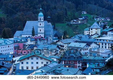Germany, Bavaria, Berchtesgaden, elevated town view, dusk. View Large Photo Image Stock Image - Germany, Bavaria, Berchtesgaden, elevated town view, dusk.. Fotosearch