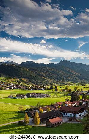 Germany, Bavaria, Berghof, alpine landscape, elevated view. View Large Photo Image Stock Photo - Germany, Bavaria, Berghof, alpine landscape, elevated view.. Fotosearch