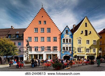 Germany, Bavaria, Fussen, Reichenstrasse, pedestrian street. View Large Photo Image Stock Image - Germany, Bavaria, Fussen, Reichenstrasse, pedestrian street.. Fotosearch
