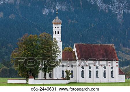 Germany, Bavaria, Hohenschwangau, St. Coloman church, dawn. View Large Photo Image Stock Image - Germany, Bavaria, Hohenschwangau, St. Coloman church, dawn.. Fotosearch
