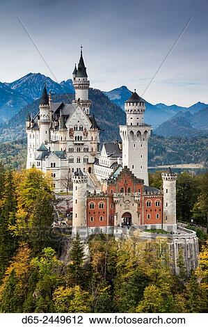Germany, Bavaria, Hohenschwangau, Schloss Neuschwanstein castle, elevated view, fall. View Large Photo Image Stock Image - Germany, Bavaria, Hohenschwangau, Schloss Neuschwanstein castle, elevated view, fall.. Fotosearch