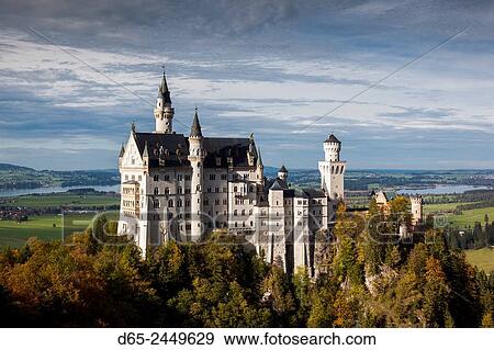Germany, Bavaria, Hohenschwangau, Schloss Neuschwanstein castle, Marienbrucke bridge view, late afternoon. View Large Photo Image Stock Photo - Germany, Bavaria, Hohenschwangau, Schloss Neuschwanstein castle, Marienbrucke bridge view, late afternoon.. Fotosearch