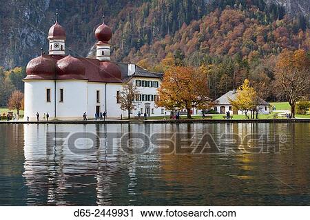 Germany, Bavaria, Konigsee, St. Bartholoma, St. Bartholoma chapel, fall. View Large Photo Image Stock Image - Germany, Bavaria, Konigsee, St. Bartholoma, St. Bartholoma chapel, fall.. Fotosearch
