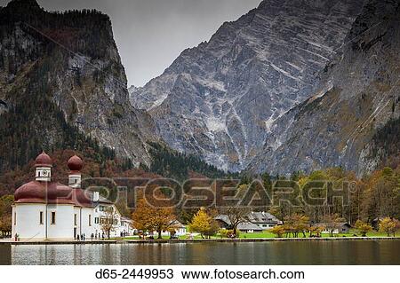 Germany, Bavaria, Konigsee, St. Bartholoma, St. Bartholoma chapel, fall. View Large Photo Image Stock Image - Germany, Bavaria, Konigsee, St. Bartholoma, St. Bartholoma chapel, fall.. Fotosearch