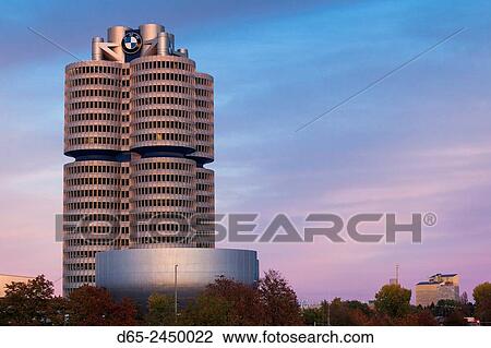 Germany, Bavaria, Munich, BMW company headquarters and BMW Museum, dusk. View Large Photo Image Stock Image - Germany, Bavaria, Munich, BMW company headquarters and BMW Museum, dusk.. Fotosearch