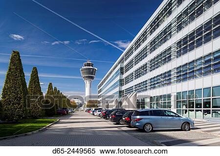 Stock Photography - Germany, Bavaria, Munich, Munich International Airport, and airport tower.. Fotosearch