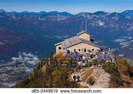 Stock Photo - Germany, Bavaria, Obersalzberg, Kehlsteinhaus, Tea house built for Adolf Hilter, The Eagle's Nest, atop Kehlstein mountain.. Fotosearch