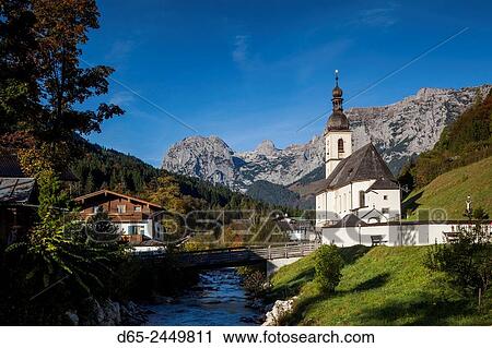 Germany, Bavaria, Ramsau, Ramsau church, fall. View Large Photo Image Stock Image - Germany, Bavaria, Ramsau, Ramsau church, fall.. Fotosearch