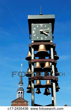Germany, Goch, Niers, Lower Rhine, Rhineland, North Rhine-Westphalia, NRW, clock tower with carillon at the market place. View Large Photo Image Stock Photograph - Germany, Goch, Niers, Lower Rhine, Rhineland, North Rhine-Westphalia, NRW, clock tower with carillon at the market place.. Fotosearch