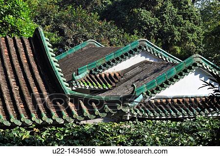 Stock Photograph - Guangzhou (China): roofs at the Orchid Garden. Fotosearch
