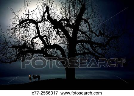 Halloween, Headless Horseman, moon View Large Photo Image Stock Photo - Halloween, Headless Horseman, moon. Fotosearch