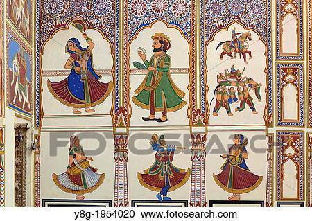 Historic wall paintings, old haveli (mansion) Mandawa, India. View Large Photo Image Stock Image - Historic wall paintings, old haveli (mansion) Mandawa, India.. Fotosearch