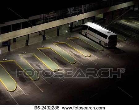 Inactive bus station by night, aerial view, Valencia, Spain. View Large Photo Image Stock Photograph - Inactive bus station by night, aerial view, Valencia, Spain.. Fotosearch
